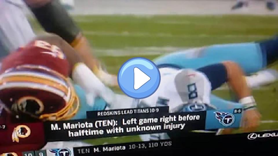 Video thumb: Marcus Mariota Possibly Facing Season-Ending Elbow Injury vs. Redskins