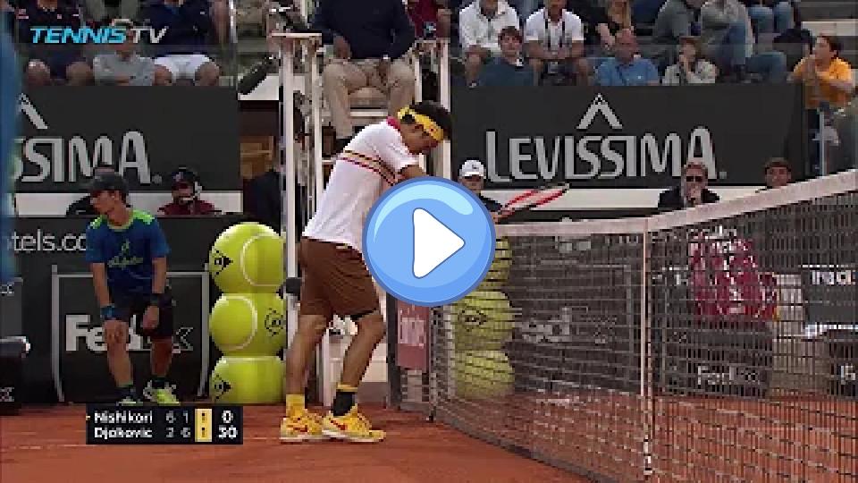 Play video: Miss of the Decade? Kei Nishikori's Epic Smash Fail | Rome 2018 Quarterfinal Video thumb: Miss of the Decade? Kei Nishikori's Epic Smash Fail | Rome 2018 Quarterfinal