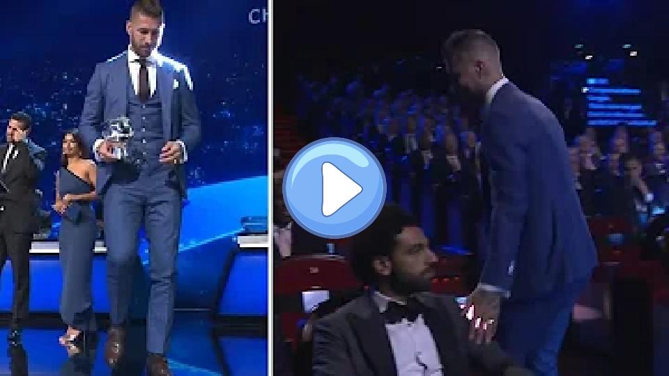 Video thumb: Mo Salah isn't impressed when Sergio Ramos touches his shoulder.
