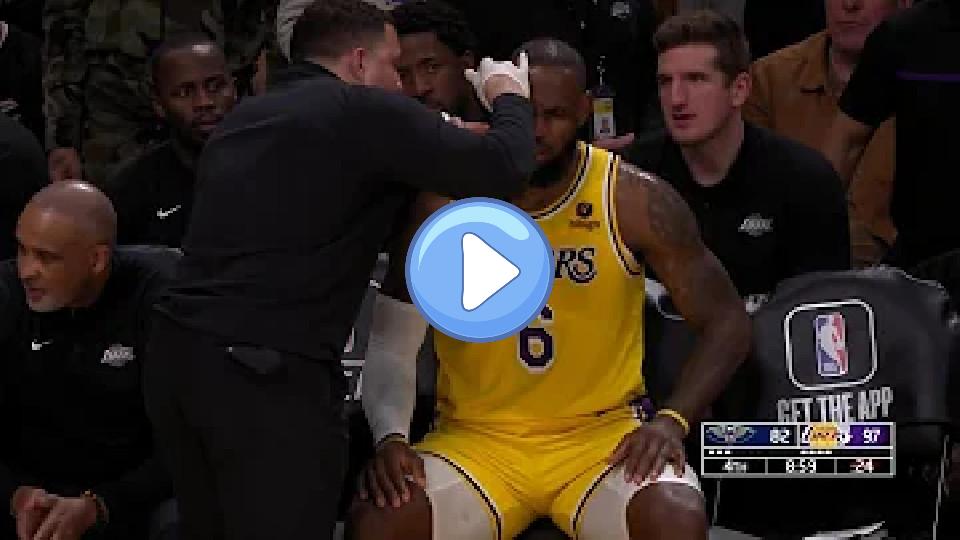 Play video: Brandon Ingram pushed LeBron James in the face and caused an injury. Video thumb: Brandon Ingram pushed LeBron James in the face and caused an injury.