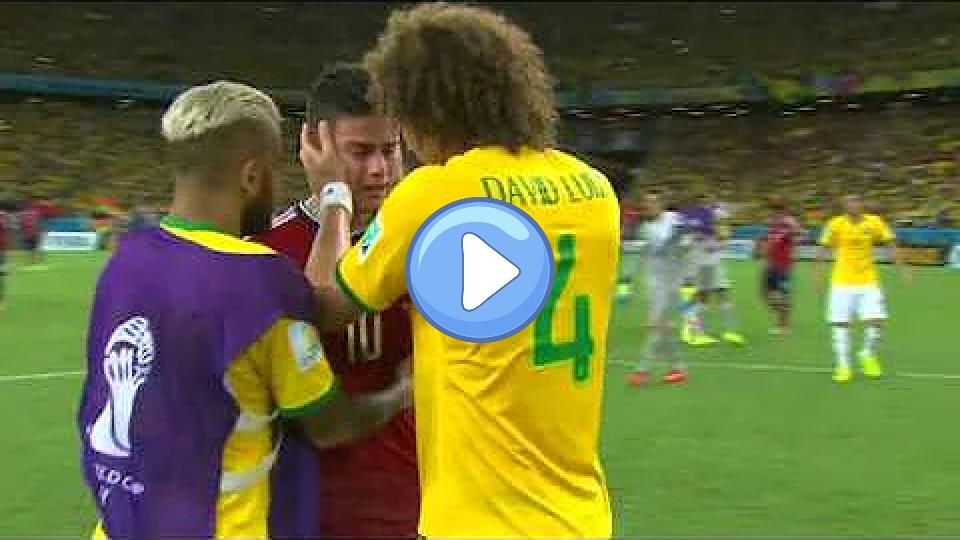 Video thumb: James Rodríguez cries after the defeat and is consoled by David Luiz