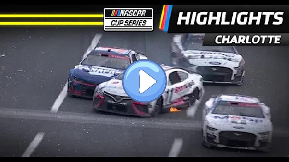 Play video: Chase Elliott and Denny Hamlin tangle at Charlotte Motor Speedway Video thumb: Chase Elliott and Denny Hamlin tangle at Charlotte Motor Speedway