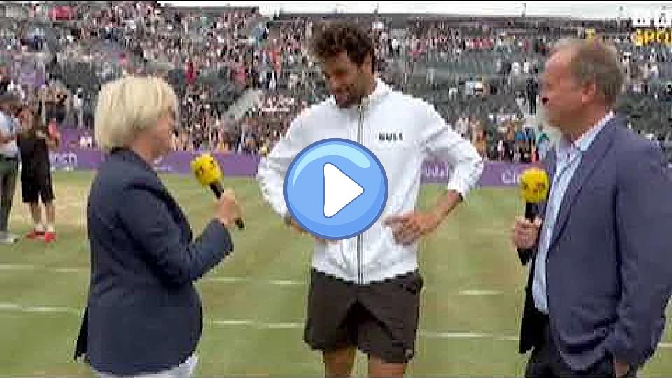 Video thumb: Matteo Berrettini makes the journalist emotional after his Queen's Club victory.