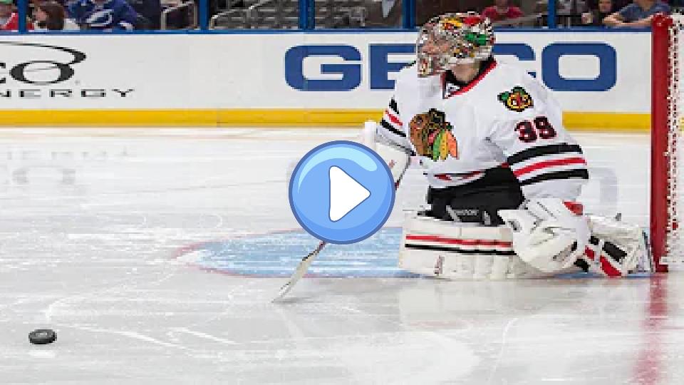 Video thumb: Nikolai Khabibulin goes down but makes the save.