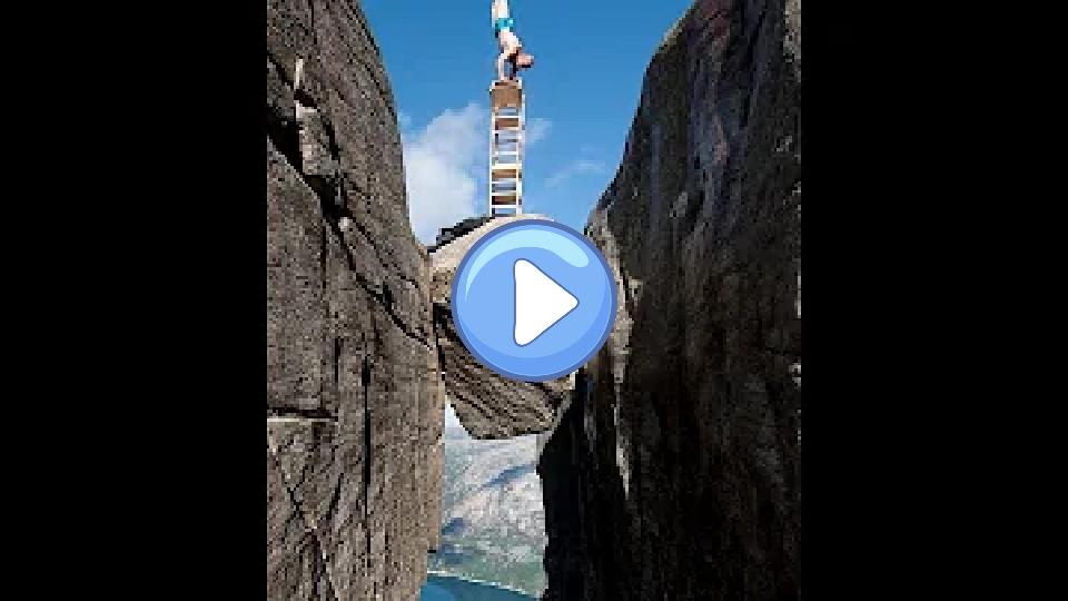 Video thumb: Eskil Zen - extreme chair balance at Kjeragbolten, no safety line