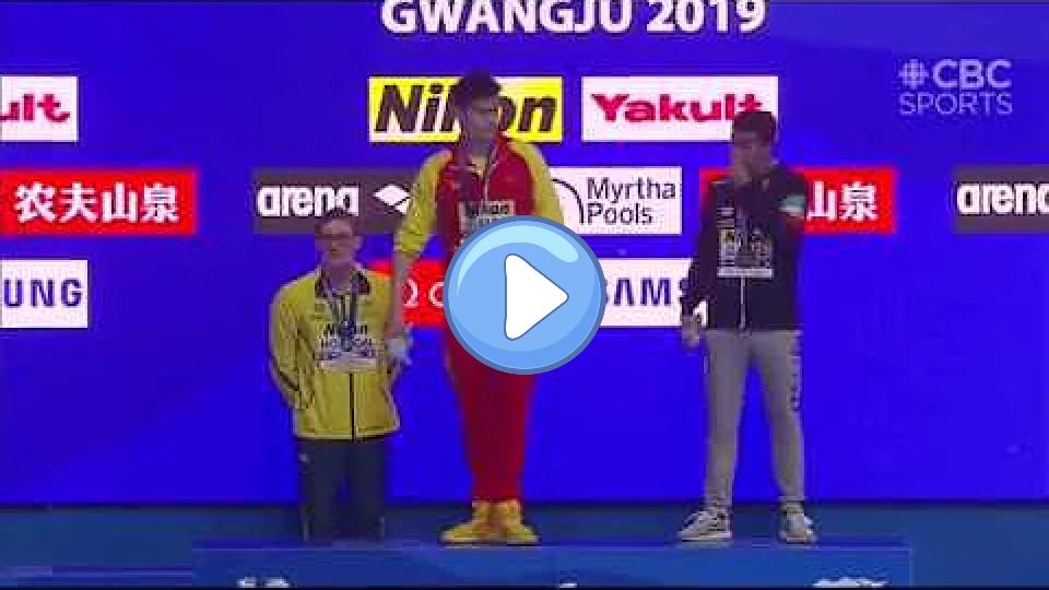 Play video: Mack Horton refuses to share the podium with China's Sun Yang. Video thumb: Mack Horton refuses to share the podium with China's Sun Yang.
