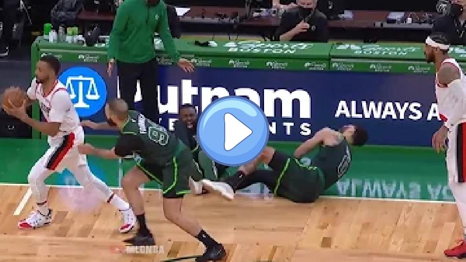 Video thumb: Jaylen Brown and Jayson Tatum dangerously collided and both headed to the locker room.