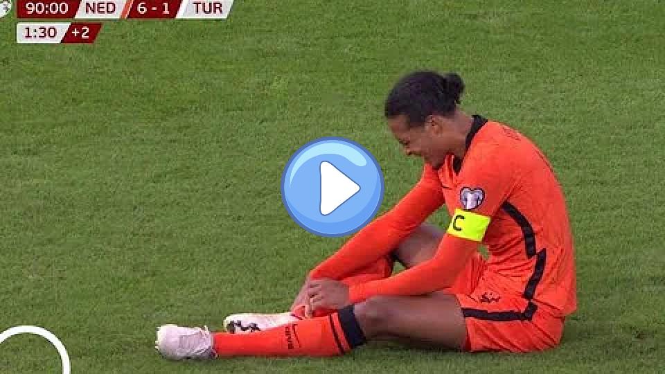 Video thumb: Liverpool defender Virgil van Dijk suffered an ankle injury during the Netherlands vs Turkey match, which ended 6-1.