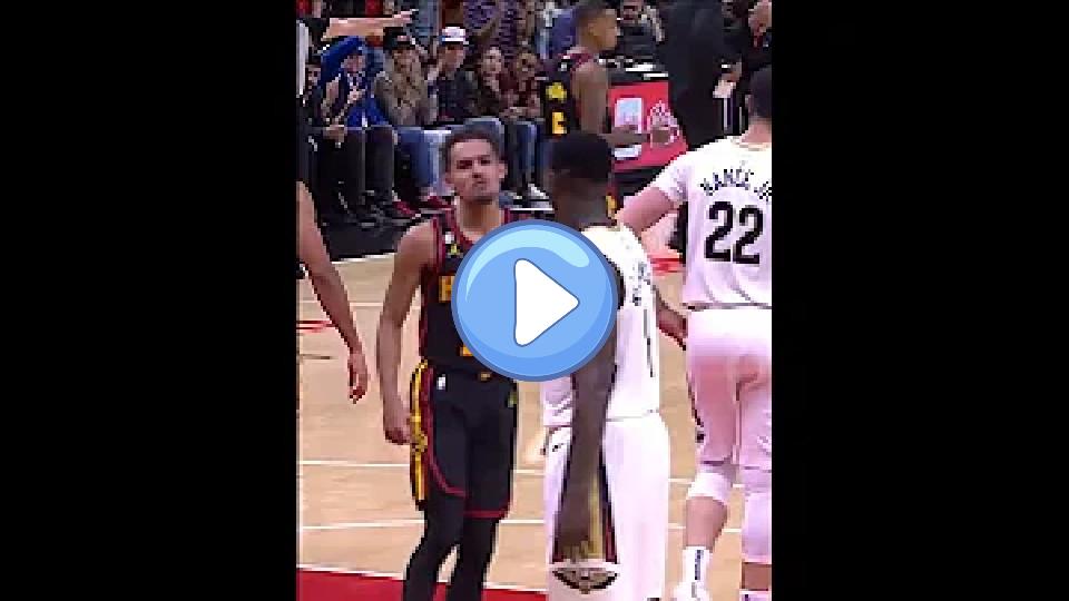 Video thumb: Trae bumped into Zion 😂 #Shorts