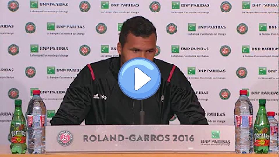 Play video: Tearful Jo-Wilfried Tsonga retires due to an injury in the first set against Ernests Gulbis. Video thumb: Tearful Jo-Wilfried Tsonga retires due to an injury in the first set against Ernests Gulbis.