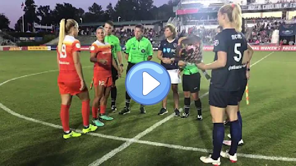 Video thumb: Sam and Kristie Mewis' mom was at the NC Courage game for the coin toss.