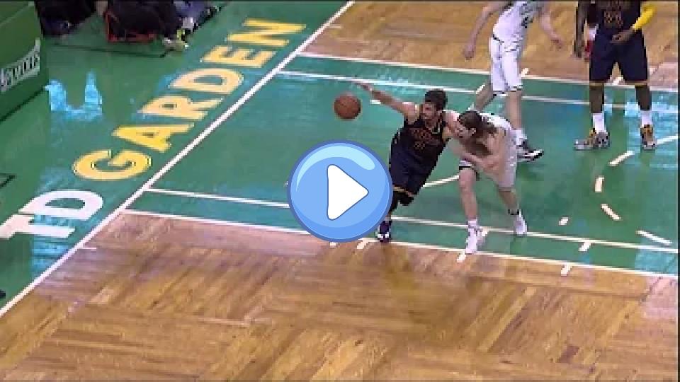 Video thumb: Kevin Love left shoulder injury by Kelly Olynyk: Cleveland Cavaliers at Boston Celtics Game 4