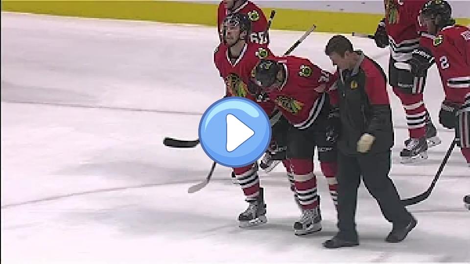 Video thumb: Gotta See It: Hossa injured after a hip check from Lindholm