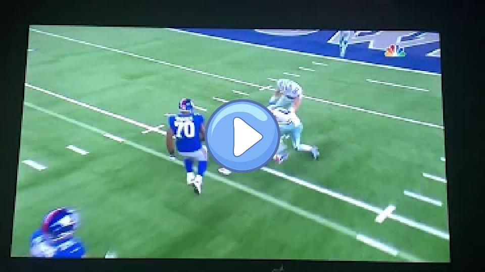 Video thumb: Eli Manning takes a huge hit from Jaylon Smith (Eli never gets hurt)