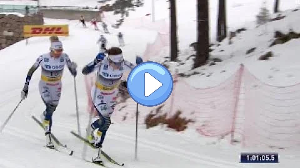 Video thumb: 🇸🇪 Ebba Andersson and 🇸🇪 Frida Karlsson chase 🇳🇴 Therese Johaug - Holmenkollen 30km, March 7, 2020