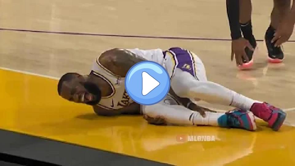 Video thumb: LeBron James left the Lakers game against the Hawks with an apparent right leg injury.