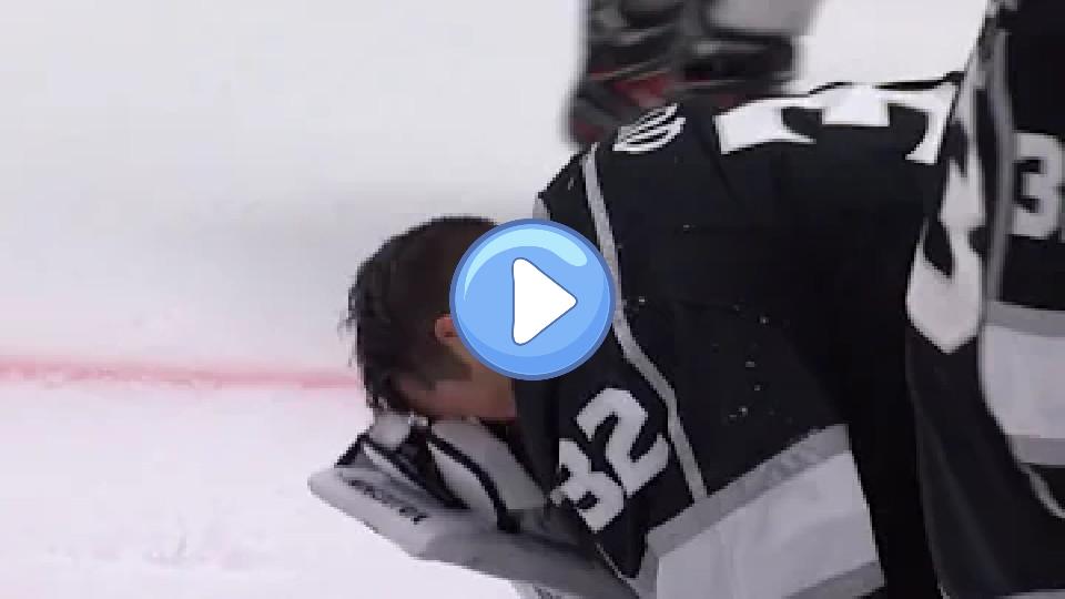 Video thumb: Jonathan Quick Collapses After Matthew Tkachuk High-Sticks Him