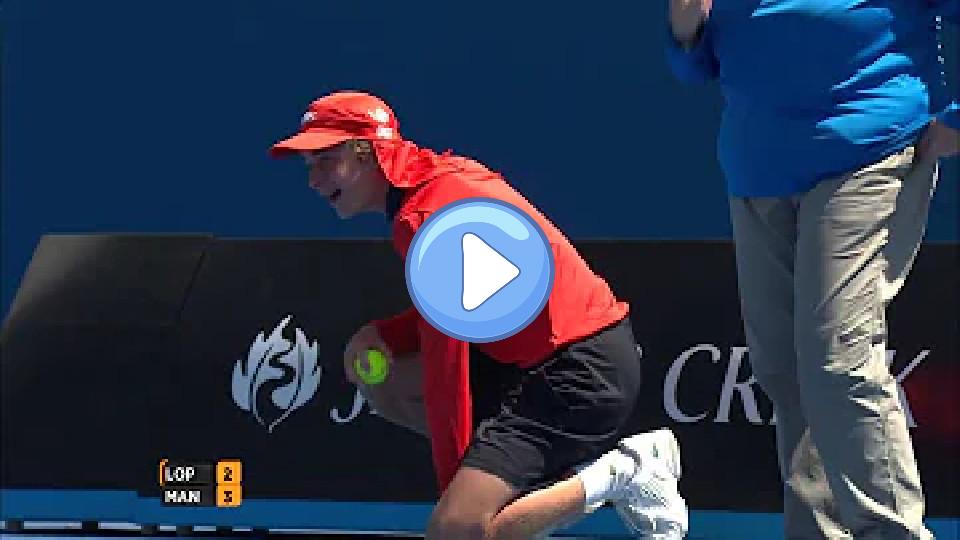 Video thumb: Ball Kid Hit by a Feliciano Lopez Serve | Australian Open 2015