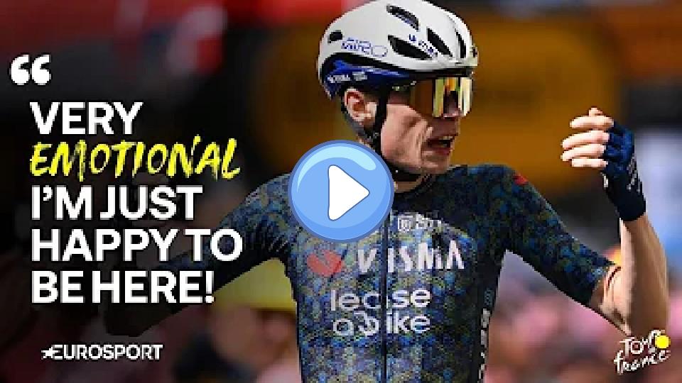 Video thumb: Emotional Jonas Vingegaard reacts after thrilling Stage 11 at the Tour de France 🇫🇷