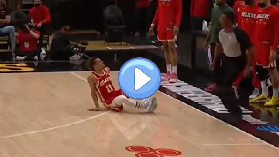 Video thumb: Trae Young steps on a referee's foot and tweaks his ankle 👀 Hawks vs. Bucks Game 3