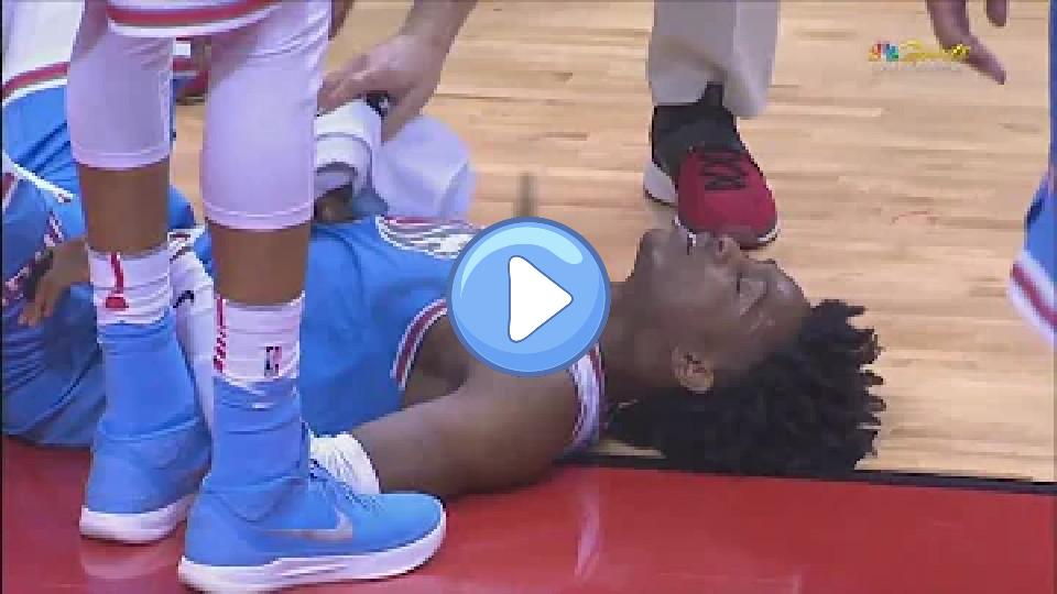 Video thumb: De'Aaron Fox Hits Head on Court and Gets Bloody Eye! Leaves Game! Kings vs. Rockets!