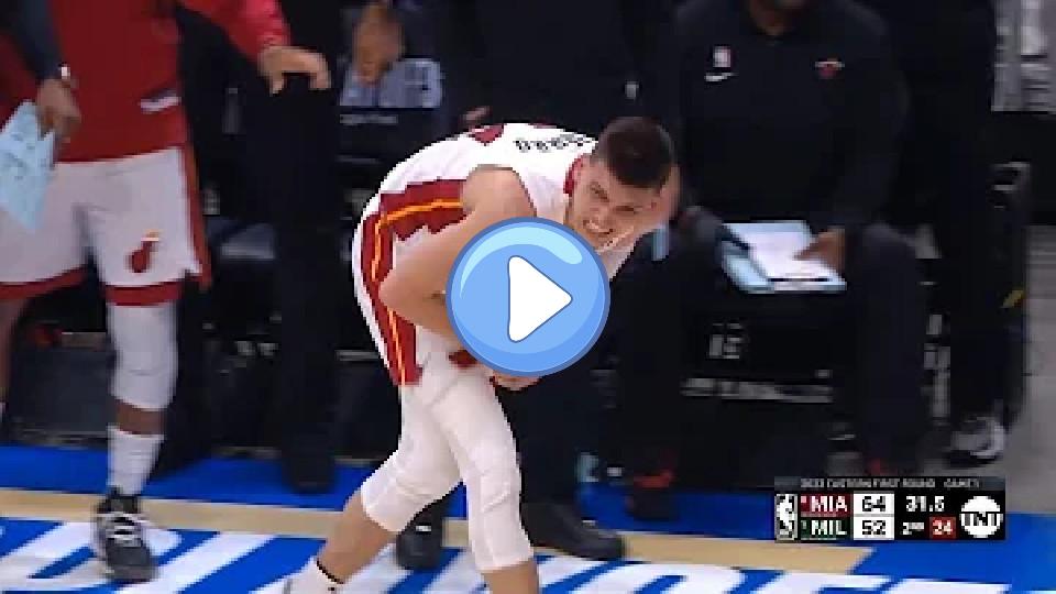 Video thumb: Tyler Herro breaks his hand diving for a loose ball in Game 1 against the Bucks