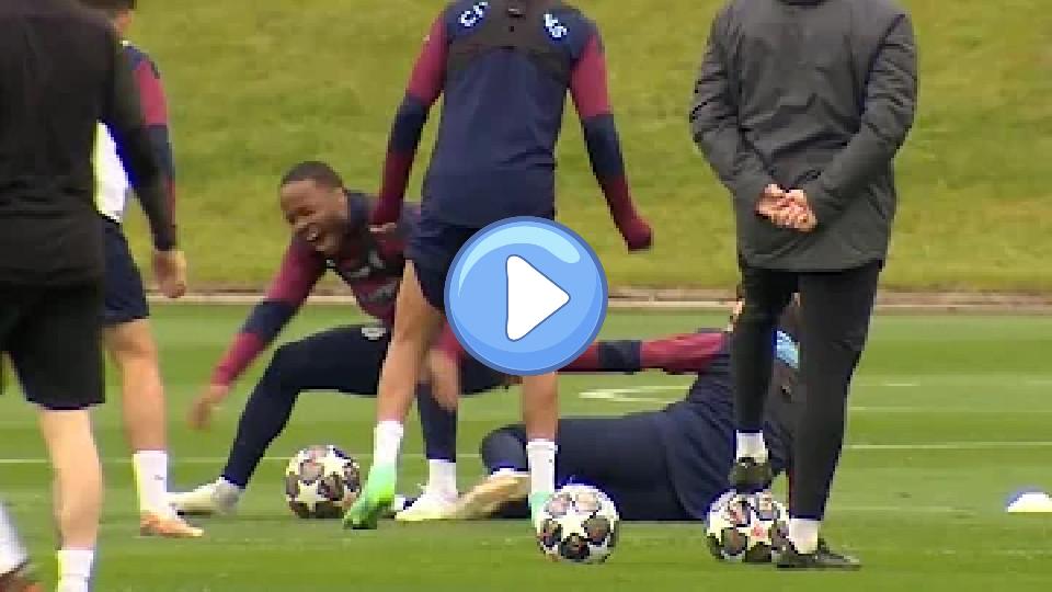 Video thumb: Bernardo Silva injures Sterling during training