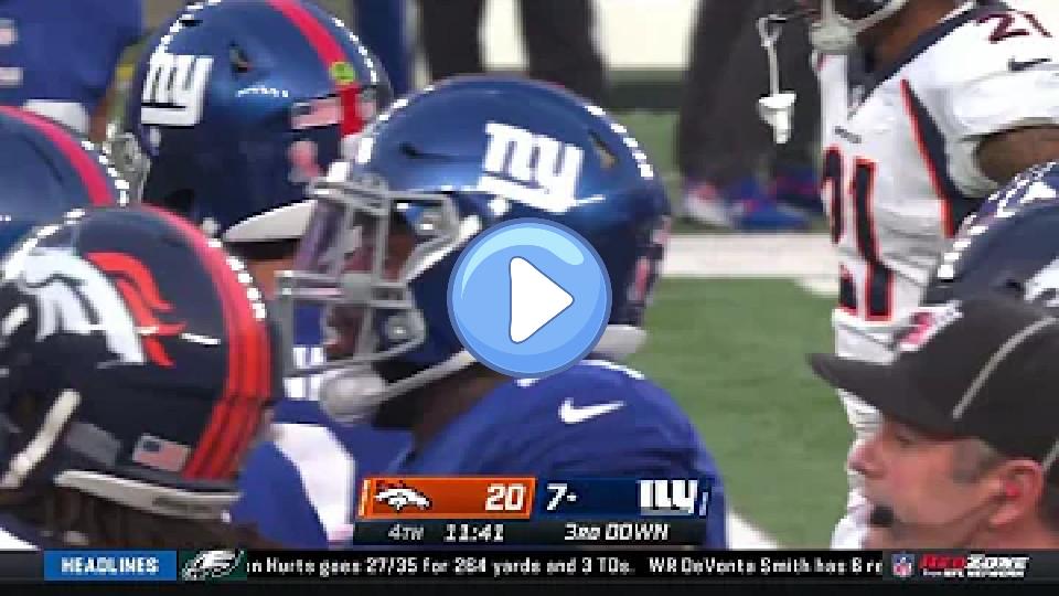 Video thumb: Daniel Jones gets hit late, and his O-line takes exception to it.