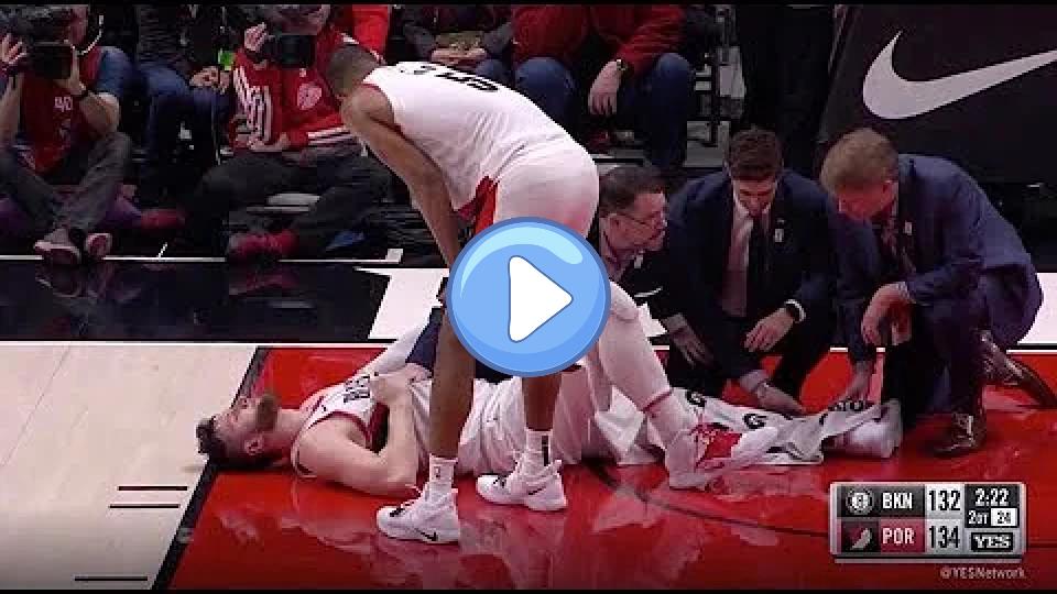 Video thumb: Jusuf Nurkic Suffers Gruesome Broken Leg Injury in Double Overtime | TRAIL BLAZERS vs. NETS | 3.25.2019