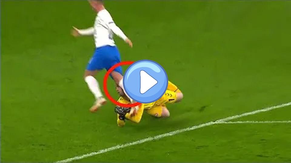 Play video: Kasper Schmeichel's injury incident against Iceland 🤕 Video thumb: Kasper Schmeichel's injury incident against Iceland 🤕