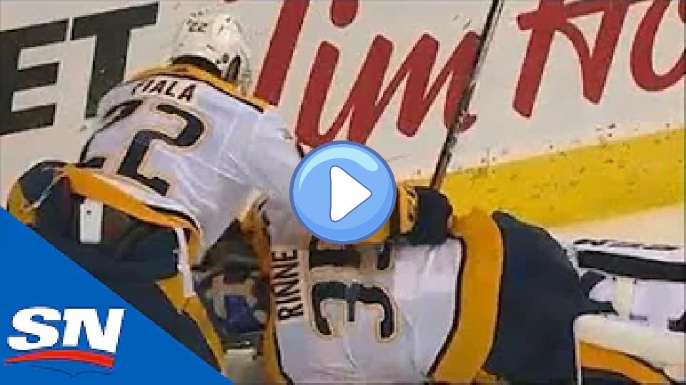 Video thumb: Pekka Rinne Exits Game With Injury Shortly After Collision With Kevin Fiala