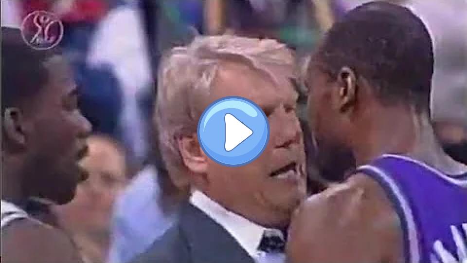 Video thumb: Shawn Bradley gets revenge on Karl Malone after an elbow, and Don Nelson comes to his defense (2000)