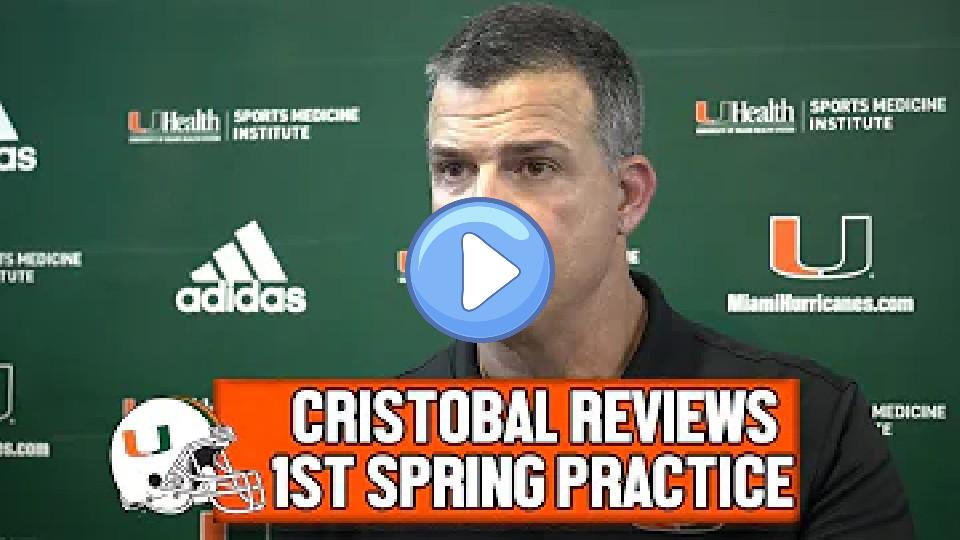 Video thumb: Mario Cristobal on First Spring Practice, New QB Cam Ward, Freshmen, and Injury Updates