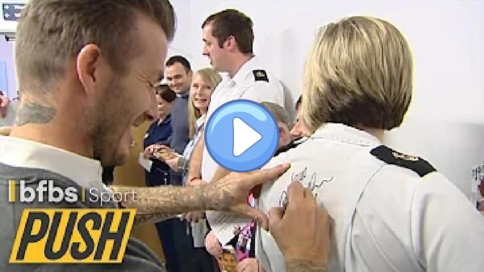 Play video: David Beckham Visits Injured Military Personnel in Hospital | PUSH Video thumb: David Beckham Visits Injured Military Personnel in Hospital | PUSH