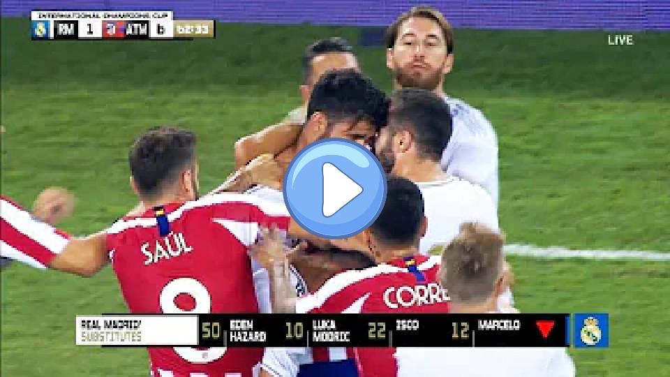 Video thumb: Diego Costa & Dani Carvajal Intense Clash - R. Madrid vs A. Madrid 3-7 (27/07/2019) HD