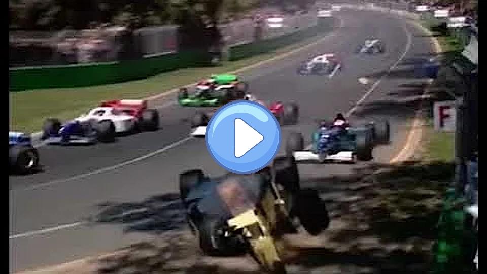 Video thumb: At the 1996 Australian Grand Prix, Martin Brundle was involved in a dramatic crash. During the first lap of the race, he collided with several other cars, which caused his Jordan car to flip over and slide across the track. Fortunately, Brundle emerged unscathed and was able to participate in the race restart with the team's spare car.