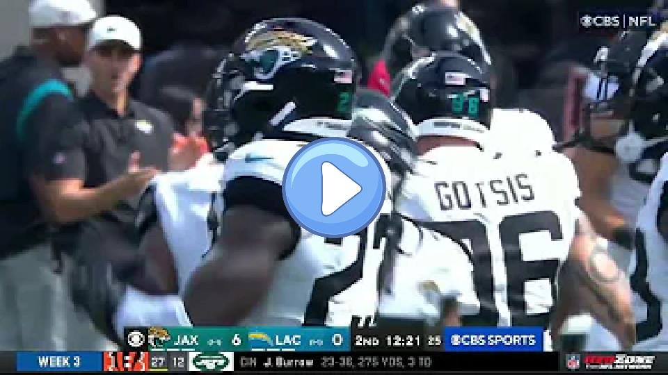 Play video: Justin Herbert in pain after being sacked and fumbling against the Jaguars. Video thumb: Justin Herbert in pain after being sacked and fumbling against the Jaguars.