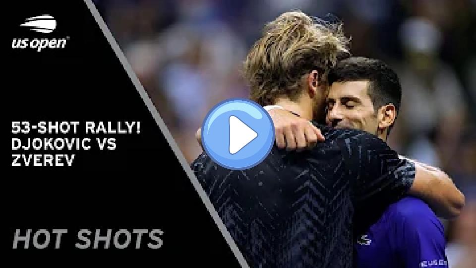 Video thumb: Incredible 53-Shot Rally! | Novak Djokovic vs. Alexander Zverev | 2021 US Open