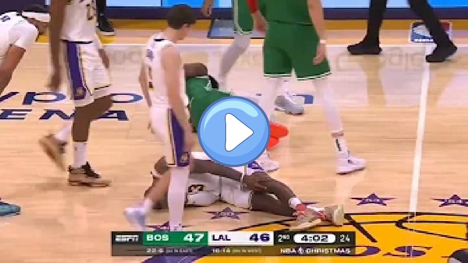 Video thumb: LeBron James and Jaylen Brown in a frightening collision 🤕