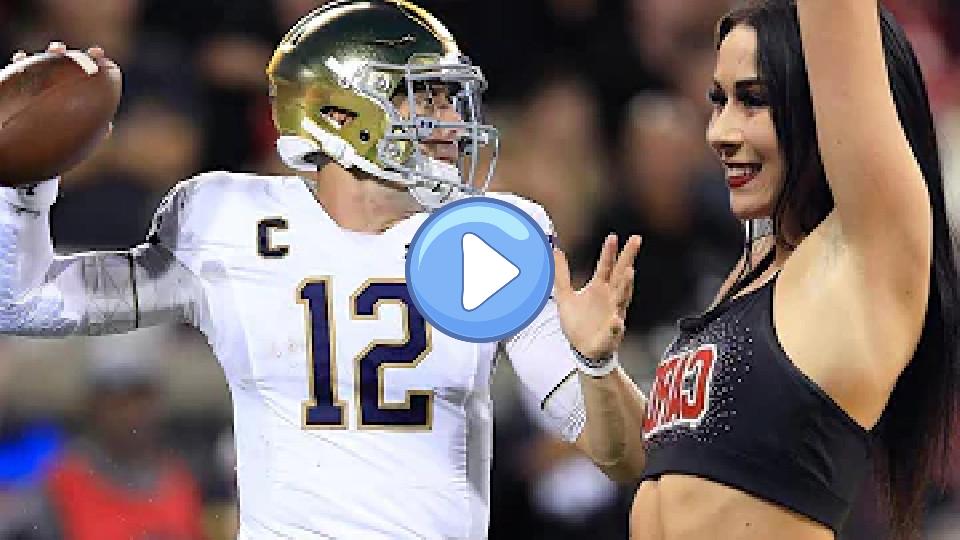 Video thumb: Notre Dame QB Ian Book Throws Football Directly at Cheerleader's Face, Breaking Her Nose!