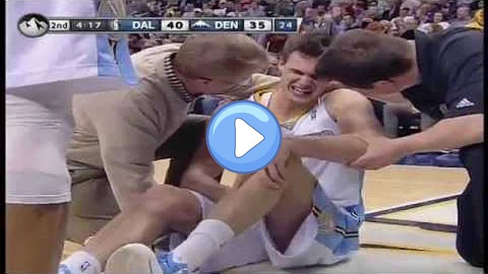 Play video: Danilo Gallinari injury during the Dallas vs. Denver game on April 4th. Video thumb: Danilo Gallinari injury during the Dallas vs. Denver game on April 4th.