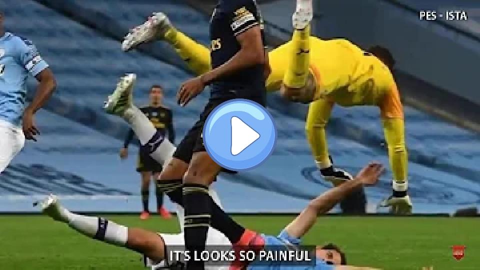 Play video: Ederson injured García vs. Arsenal. Video thumb: Ederson injured García vs. Arsenal.