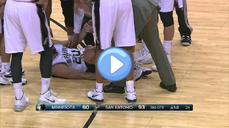 Video thumb: Manu Ginobili Steps on Gorgui Dieng's Feet, Hurts His Ankles