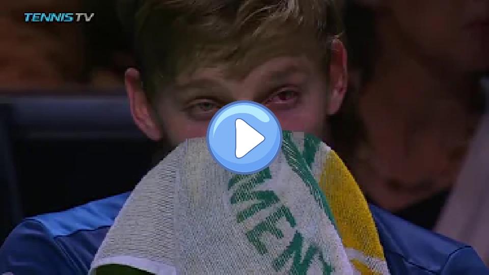 Video thumb: David Goffin gets hit in the eye by a ball | Rotterdam 2018 Semi-Final