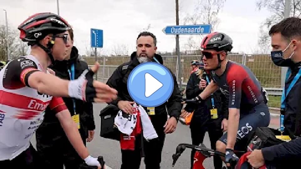 Video thumb: Tadej Pogacar Confronts Dylan van Baarle After Flanders Sprint Finish