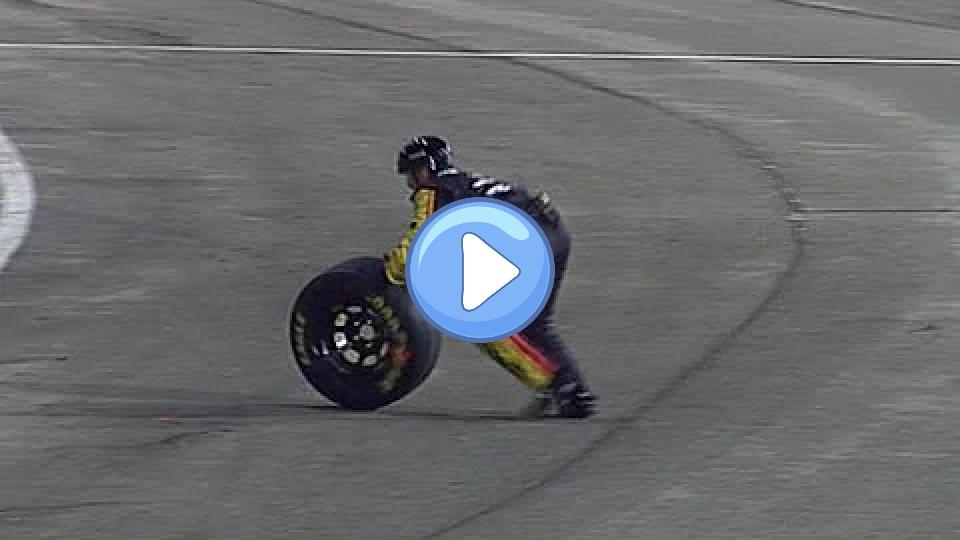 Video thumb: Menard crewman reprimanded for chasing stray wheel