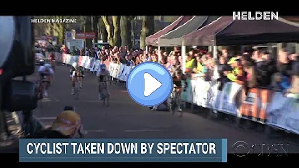 Video thumb: Spectator knocks out cyclist just before the finish line