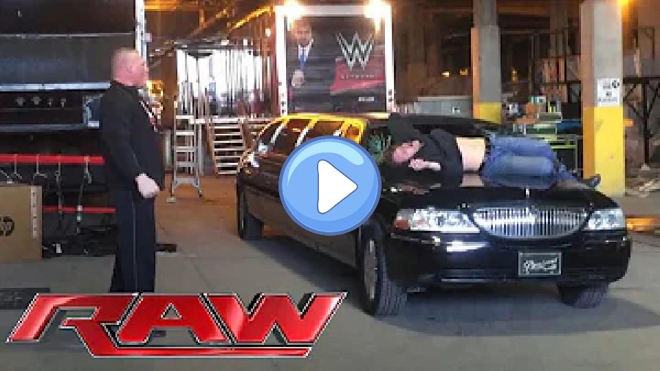 Video thumb: Brock Lesnar viciously attacks Dean Ambrose before Raw.
