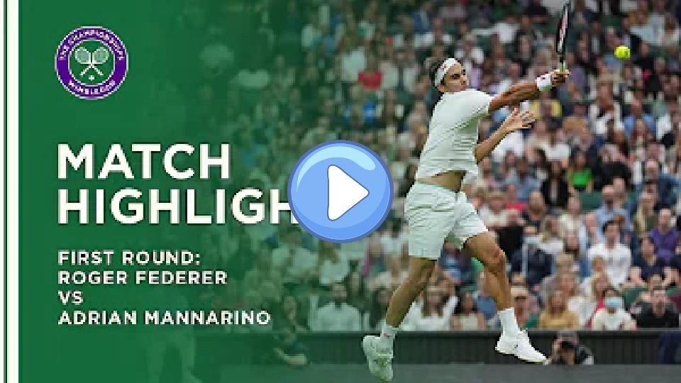 Play video: Roger Federer vs Adrian Mannarino | First Round Highlights | Wimbledon 2021 Video thumb: Roger Federer vs Adrian Mannarino | First Round Highlights | Wimbledon 2021