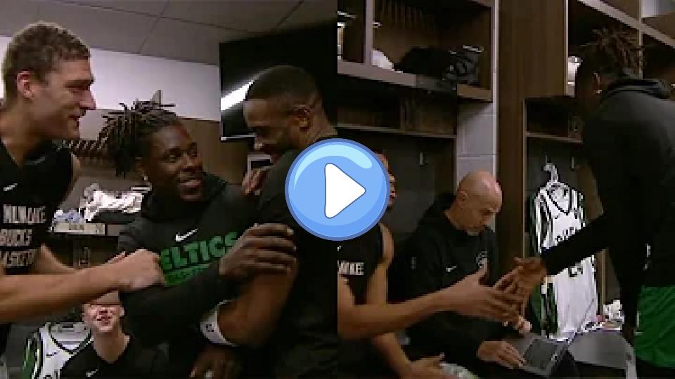 Video thumb: Jrue Holiday in the Bucks' locker room showing love to his former team before their first matchup.